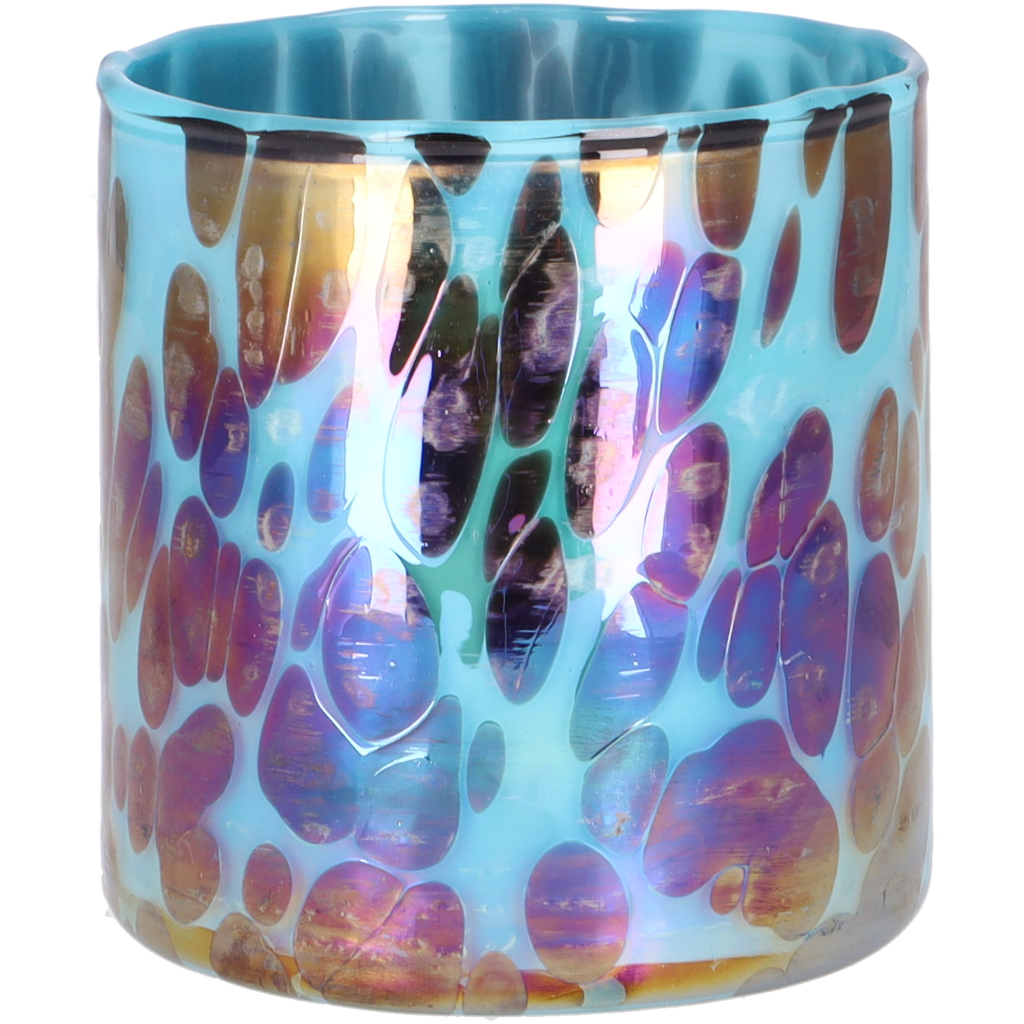  Glas Windlicht Point, D10cm, H10cm, blau